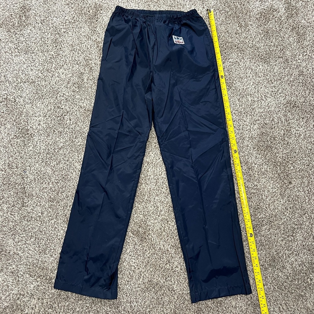 VTG Adidas Track Pants Mens M 32-34 Blue Athletic 80s Nylon Windbreaker Pockets